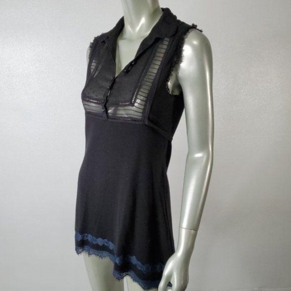 NWOT Free People black and lace dress with  sheer front size S!